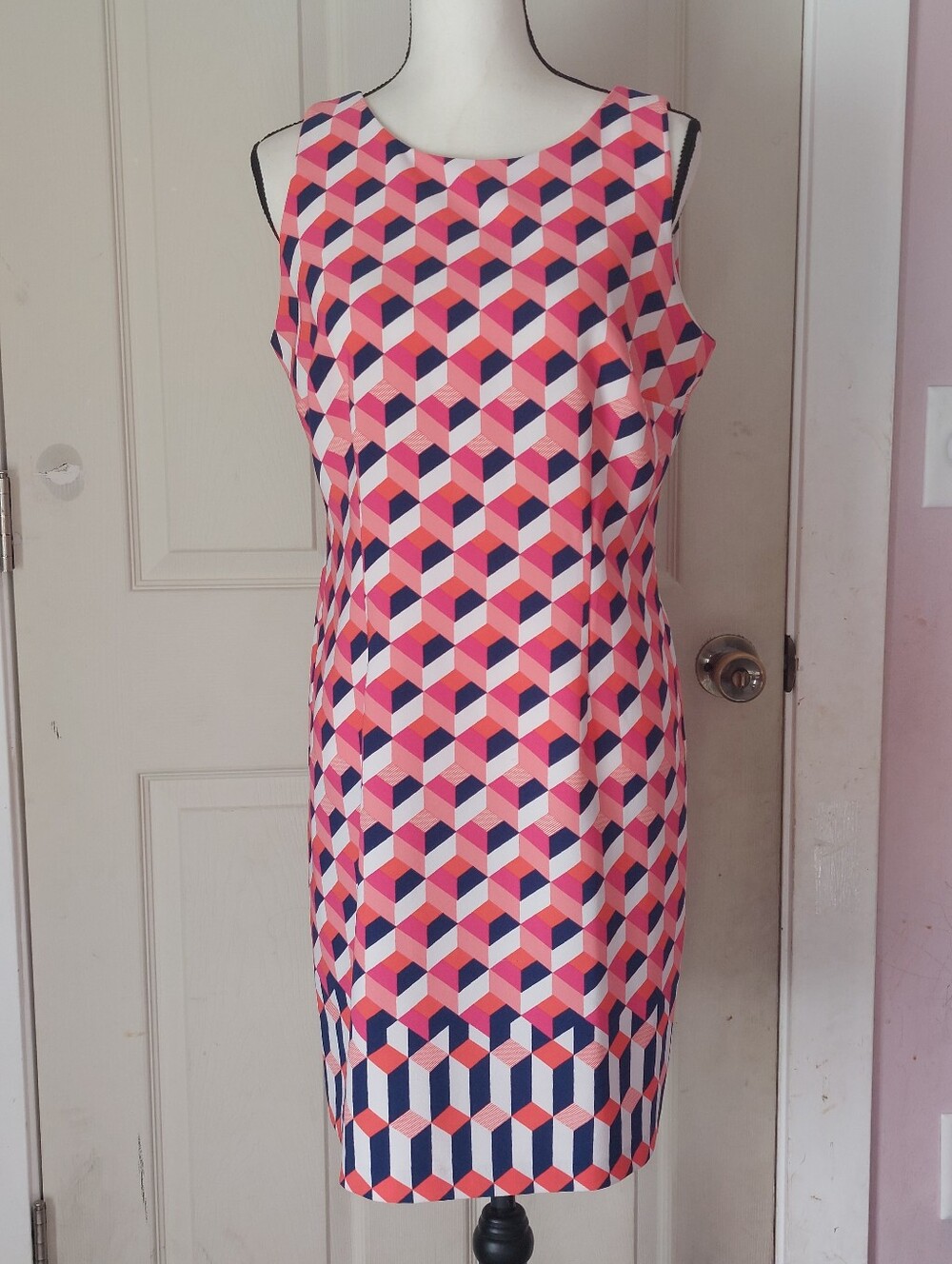 Amanda Lane Vibrant Multicolor Graphic Geometric Print Summer Dress Size 12P